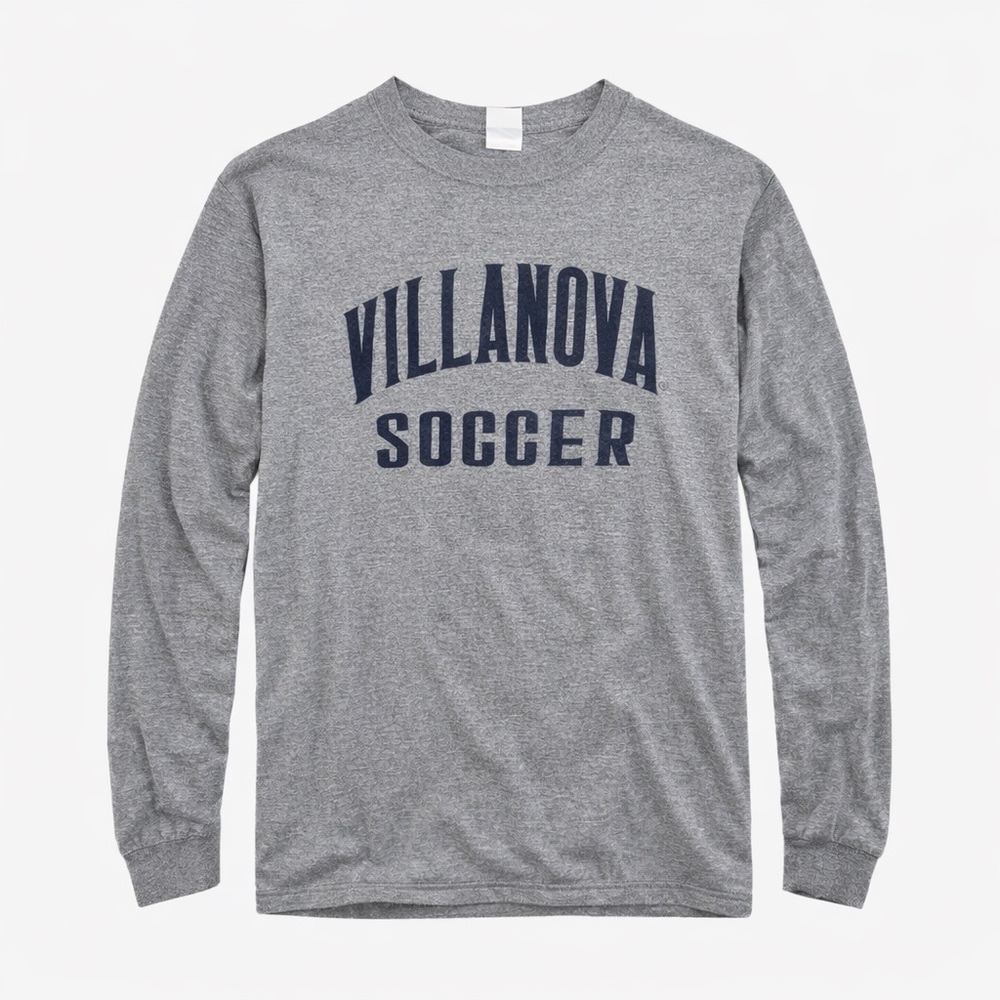 Villanova Soccer‎ Y2K Era Long Sleeve Shirt Gray L Made In USA Soffe Sports Ivy